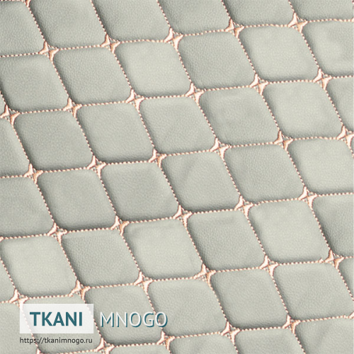 Фото материала 1961-10(арт.) Кожа искусственная - внешний вид, цвет бежевый, рисунок ромб, производитель Китай